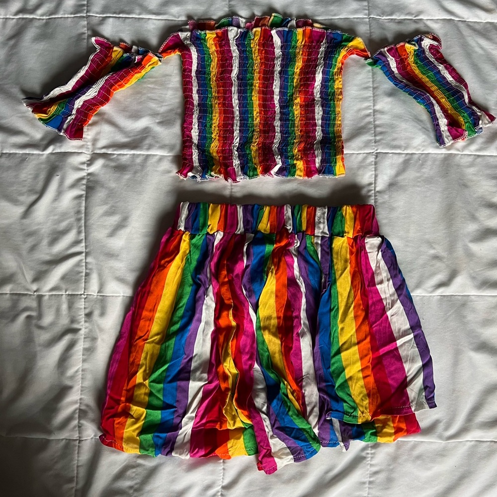 Vibrant Striped Top and Shorts Set